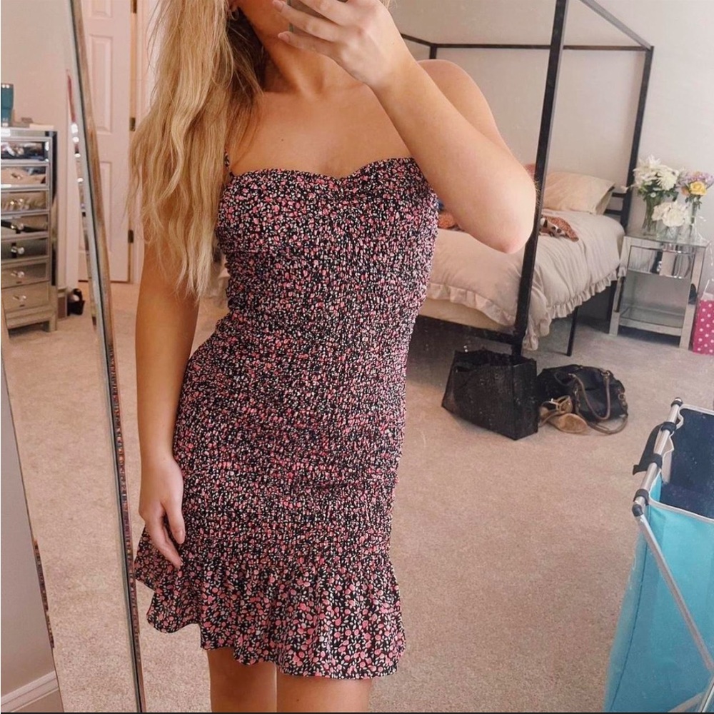 Trixxi Black Mini Dress with Pink Floral